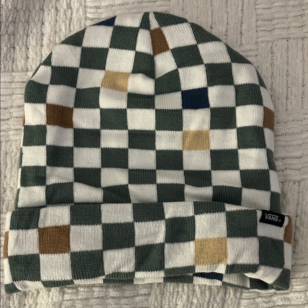 Vans Green and White Checkered Beanie